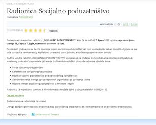 Radionica Socijlno poduzetništvo